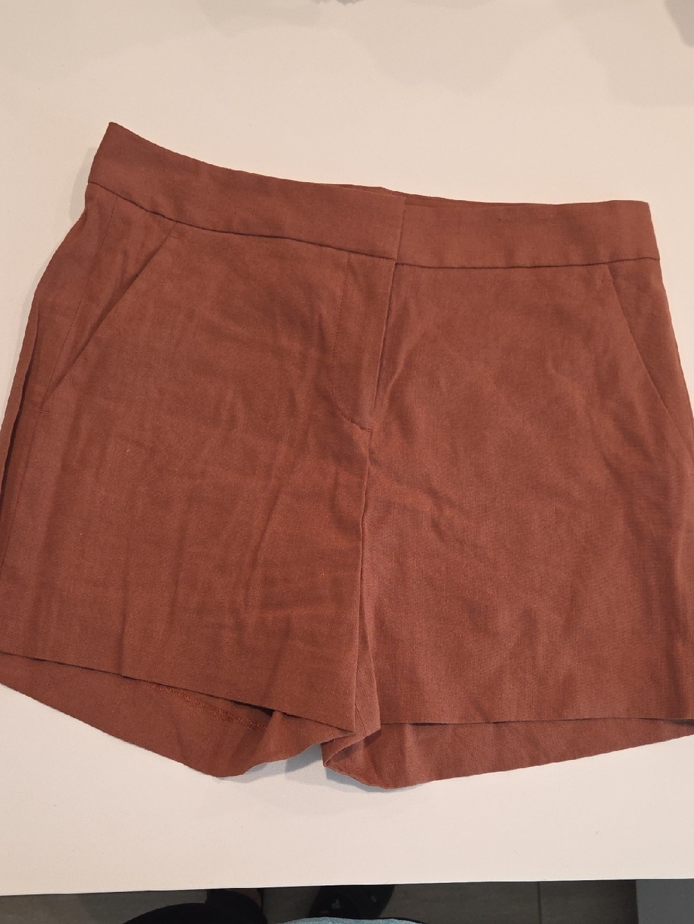 Theory High-Waist Rust Brown Tailored Shorts